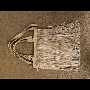 Off white fringe handbag
